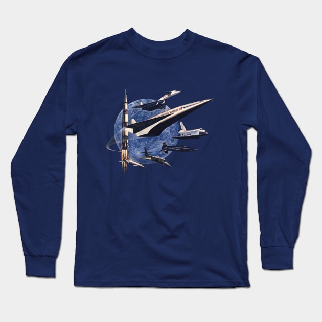 USA air force and spaceships Long Sleeve T-Shirt by Dystopianpalace